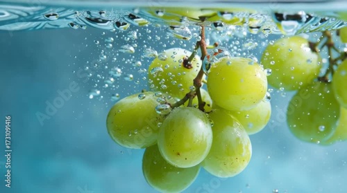 green grape in water splash