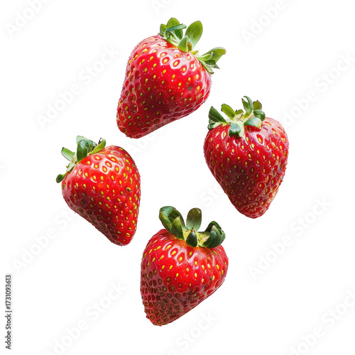 Close-up of four fresh strawberries