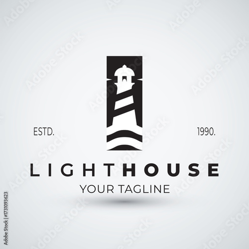 Lighthouse logo vector flat design template