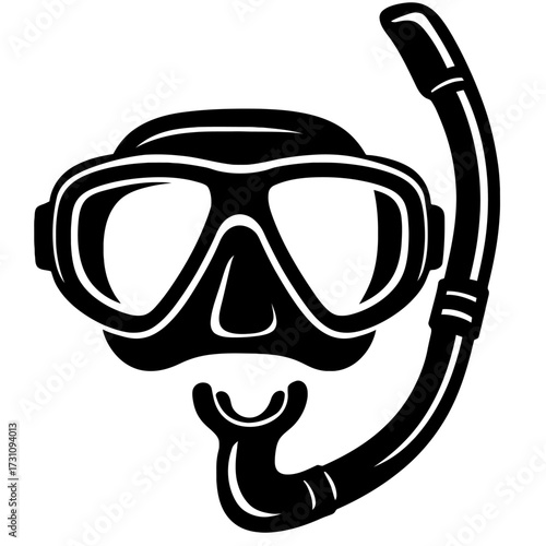 Diving Mask and Snorkel Vector Icon - Classic Symbol for Snorkeling and Scuba Diving