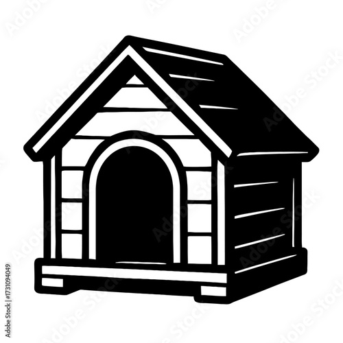 Dog House or Kennel Icon Vector - Shelter and Home for Pets
