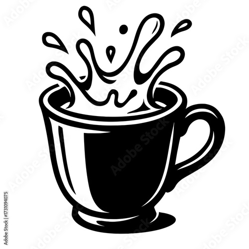 Coffee Cup Splash Vector Icon - Graphic Symbol of a Hot Drink