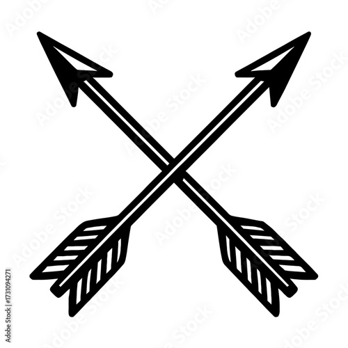 Crossed Arrows Black and White Vector Graphic - A Symbol of Unity, Adventure, and Friendship
