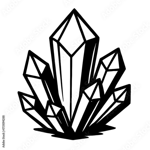 Crystal Gemstone Cluster Icon Vector - Abstract Graphic of Stones