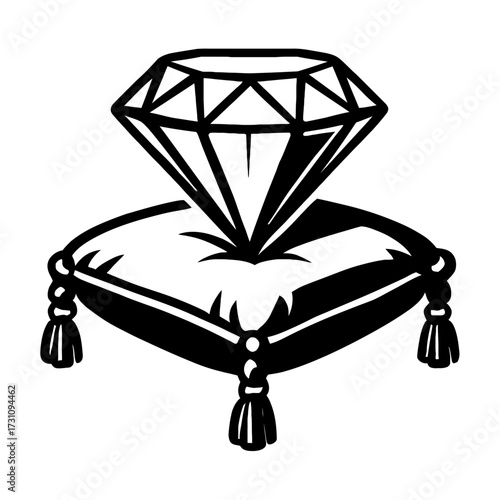 Diamond On Velvet Pillow Icon Vector - Luxury and Opulence Graphic