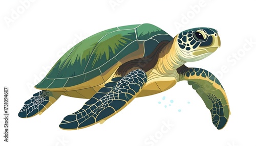 Illustration of a sea turtle swimming