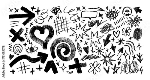 Punk Rock Hand Drawn Doodles: Squiggles, Stars, and Arrows for Edgy Designs