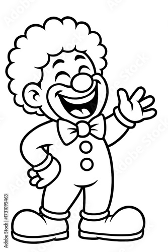 Funny Clown Laughing and Waving Hand - Humorous Character Vector Illustration