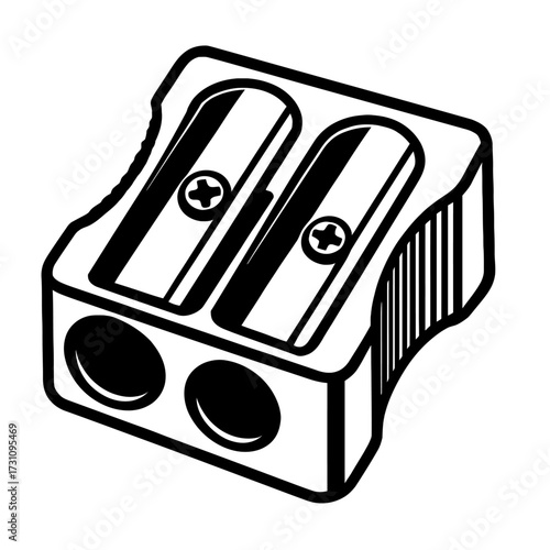 Double Hole Pencil Sharpener Icon Vector - Classic Stationery Symbol