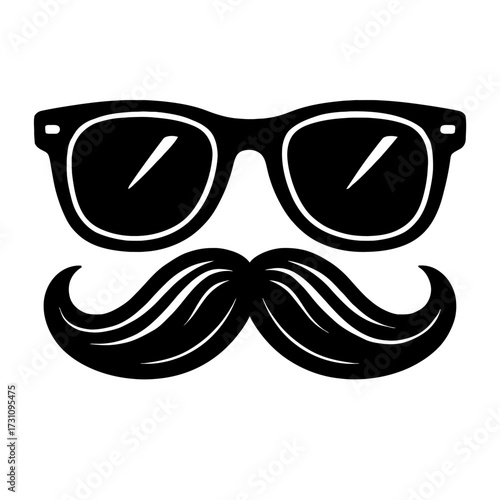 Funny Mustache and Sunglasses Icon Vector - Party and Humor Symbol