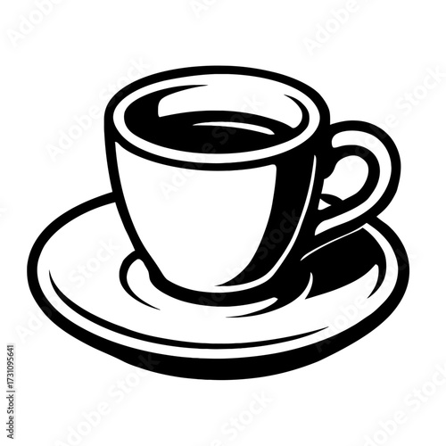 Espresso Coffee Cup and Saucer Vector Icon - Symbol for Cafe and Barista