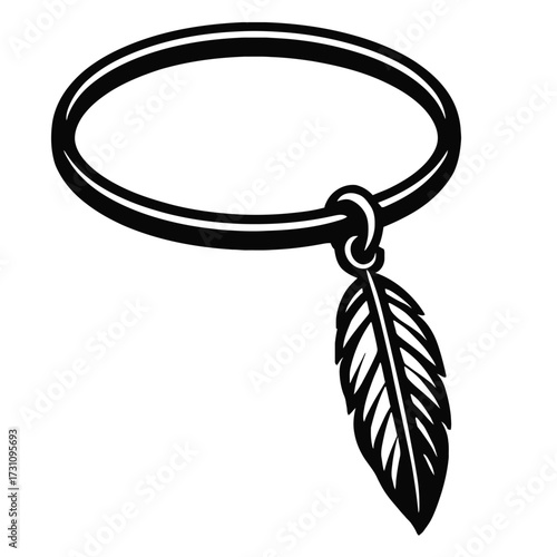 Feather Charm Bracelet Vector - Symbol of Freedom and Lightness