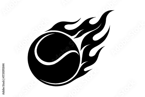 Flaming Sports Ball Vector Icon - Dynamic Symbol for Speed, Power, and Athletic Competition
