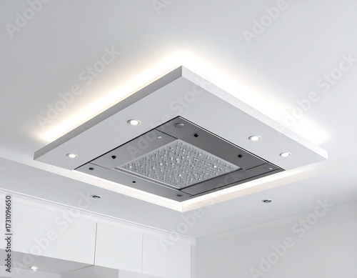 Modern square ceiling fixture with a crystal inset