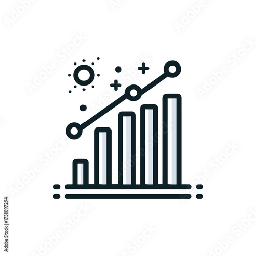 Growth chart with sun and abstract elements