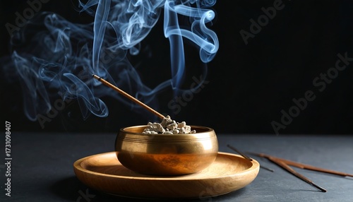 Incense smoke rising from a bowl
