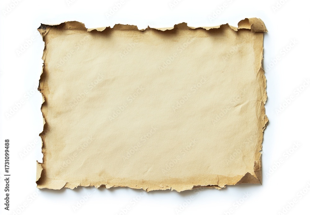 Fototapeta premium Vintage Burnt Edged Paper Isolated