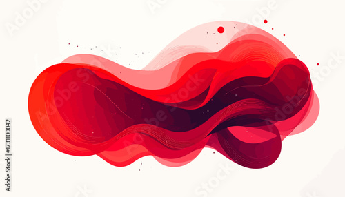 Abstract red fluid shape with layered translucent effect on a white background.