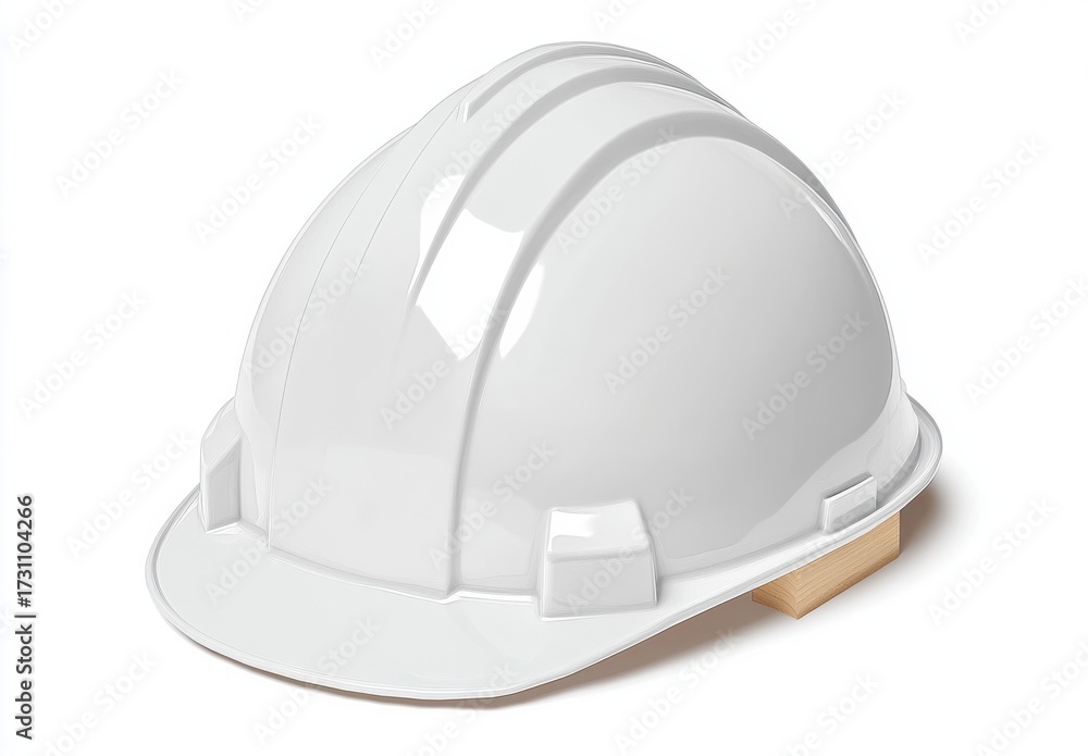 Fototapeta premium White Hard Hat on Wooden Surface