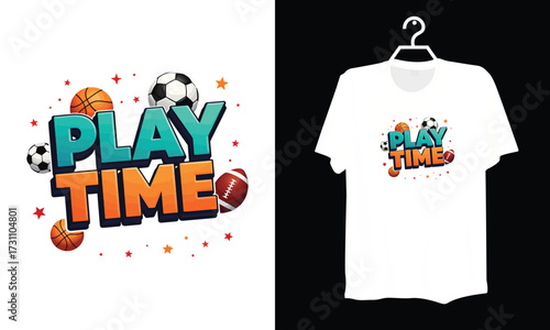 Fun Play Time Design Featuring Soccer Basketball and Football Balls