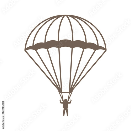 Skydiver silhouette gracefully descends with parachute, an emblem of freedom and adventure
