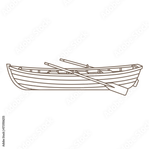 Charming rowboat outline evokes a sense of adventure and peaceful river journeys