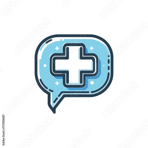 Health communication symbol with medical cross icon
