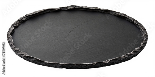 Minimalist Round Black Slate Serving Plate with Natural Rough Edges on Transparent Background
Modern Flat Round Slate Plate for Food Styling and Elegant Table Presentation
