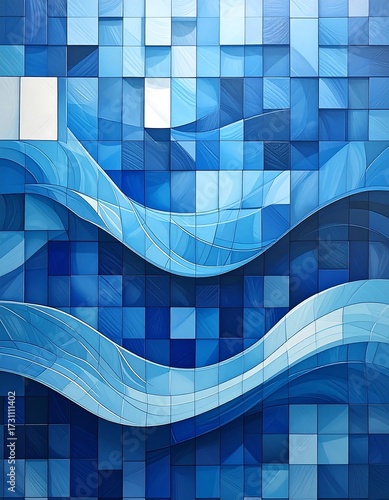 Abstract Blue Wave Pattern.