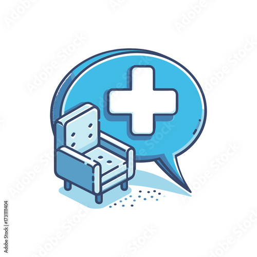 Illustration of a therapy chair with a speech bubble