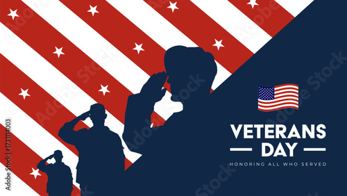 Veterans Day banner design flat vector illustration