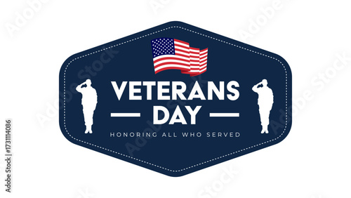 Veterans day sticker or laberl isolated on white background vector flat illustration