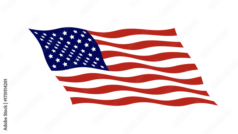 Obraz premium Waving flag of the United States vector illustration