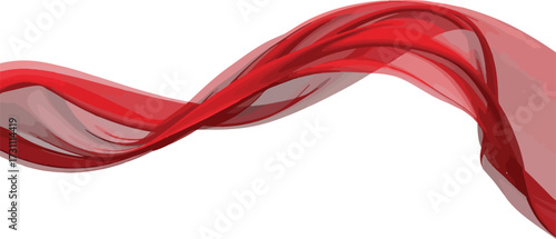 A flowing red fabric against a white background art