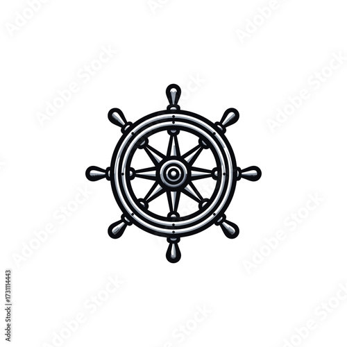 Nautical ship's wheel icon on a plain background