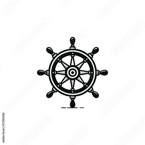 Nautical steering wheel illustration on a plain background