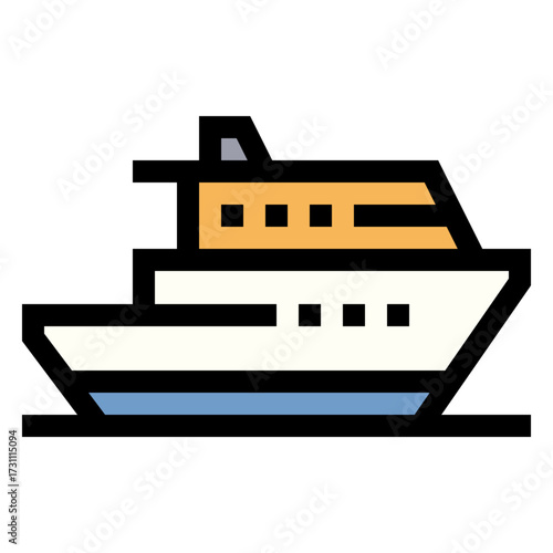 Icono de yate. Embarcación privada de lujo utilizada en paseos marítimos y recreación personal. Ilustración vectorial