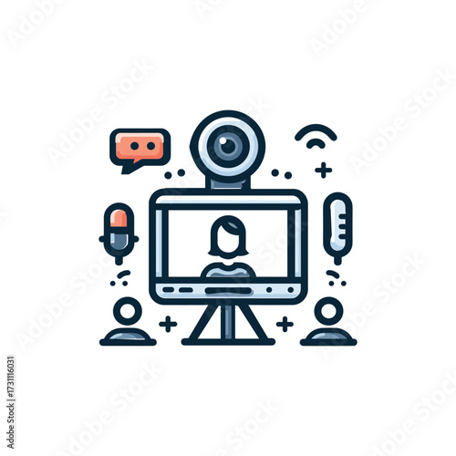 Online Meeting Setup with Participants and Equipment