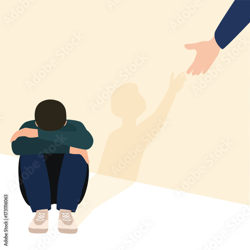 Depressed Male Being Offered a Helping Hand