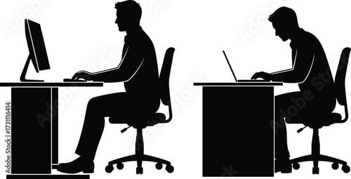 Ergonomic office posture, correct sitting position, bad laptop posture, workplace health, computer desk setup, spine alignment, productivity, modern office ergonomics