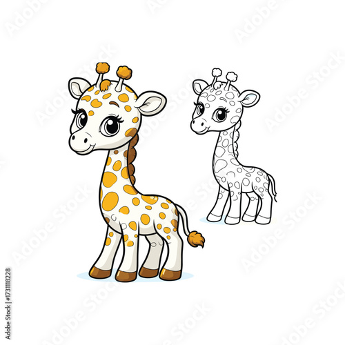 Playful cartoon giraffe character in vibrant colors