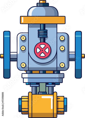 Vector industrial drawing of a control valve with actuator.