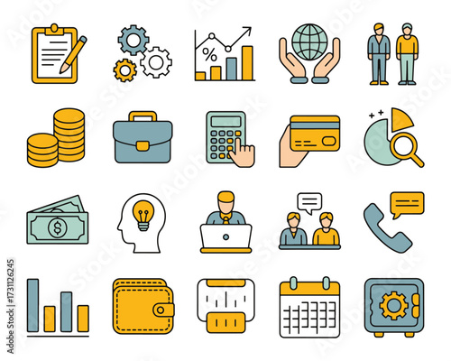 Business and Finance Icon Set Vector Illustration Modern Style Design