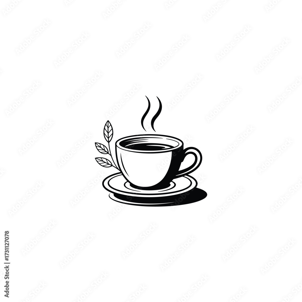 Obraz premium Elegant Tea Time Still Life A Cup of Warmth and Serenity on a White Background