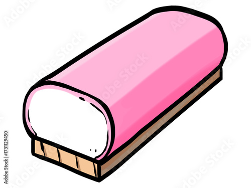 板かまぼこのイラスト （筆タッチ） シンプル 正月 / Japanese Kamaboko Fish Cake on Wooden Board