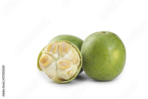 Monk Fruit Luo Han Guo from Guilin - Fresh Divine Fruit for Tea Infusion and Natural Sweetener on White Background