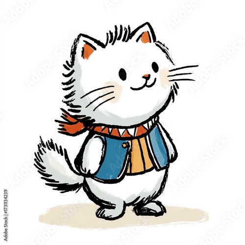 Adorable Persian Kitten in Vest, Posing Cutely. A charming illustration of feline joy and playful spirit.
