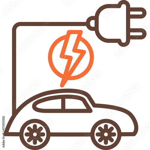 Electric Vehicle line color icon