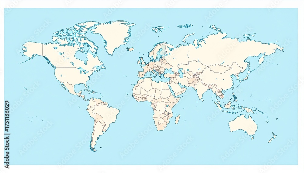 Obraz premium Minimalist vector world map for wall decoration 