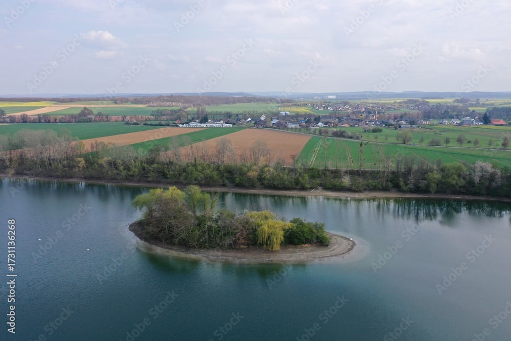 Obraz premium view of Lake Zülpicher See, Zülpich, Germany